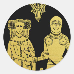 Sticker Rond Tombeau médiéval en laiton Rubbing Chevalier, Dame