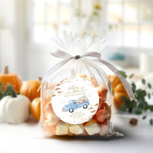 Sticker Rond Tomber Amoureux Citrouille Bébé Shower d'Automne