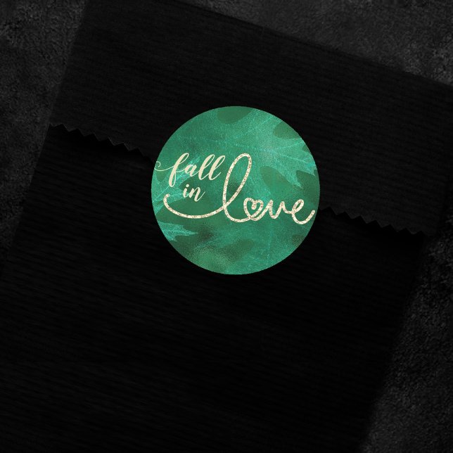 Sticker Rond Tomber amoureux de l'automne | Emerald Green et Go (Créateur téléchargé)