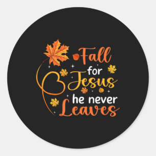 Sticker Rond Tomber Pour Jésus Il N'A Jamais Feuille Feuille Au