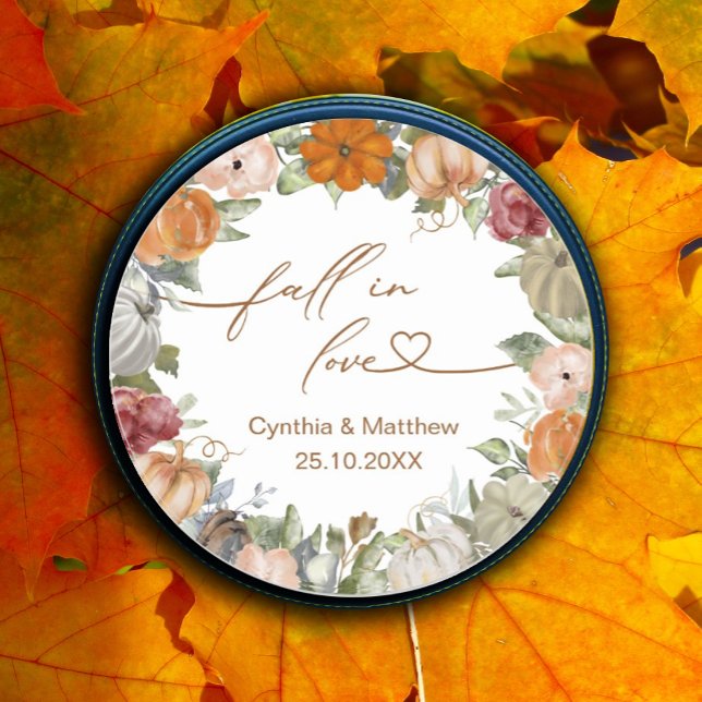 Sticker Rond Tombez amoureux Floral rustique d'automne et citro (#zazzlemade #fallinlove #wedding)