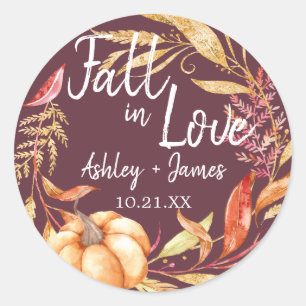 Sticker Rond Tombez amoureux Monogramme de mariage Bourgogne