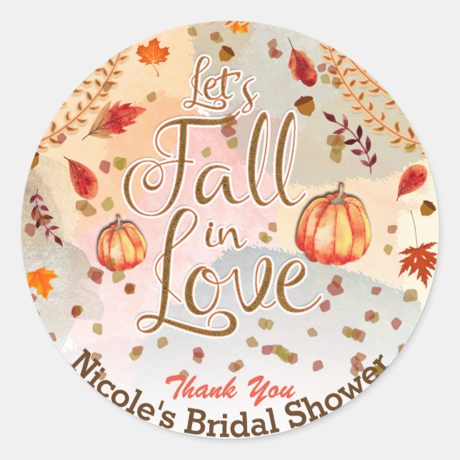 Sticker Rond Tombons dans l'amour Fête des mariées Feuilles d'a (Devant)