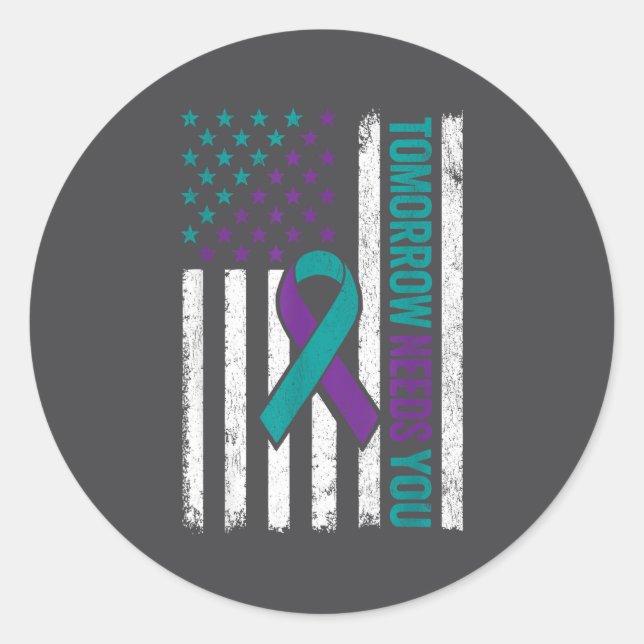 Sticker Rond Tomorrow Needs You Suicide Prevention Awareness Me (Devant)