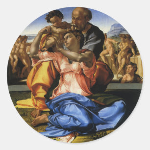 Sticker Rond Tondo Doni ou Madonna Doni de Michel-Ange