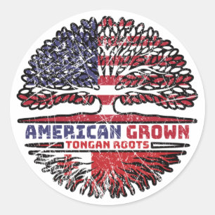 Sticker Rond Tonga Tongan États-Unis Amérique États-Unis Arbre 