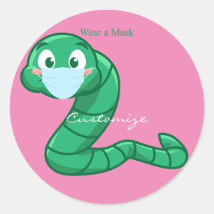 Sticker Rond Tonnerre-Cove de Green Kawaii Worm