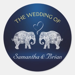 Sticker Rond TONNES D'AMOUR Elephant Night Light Mariage Pers