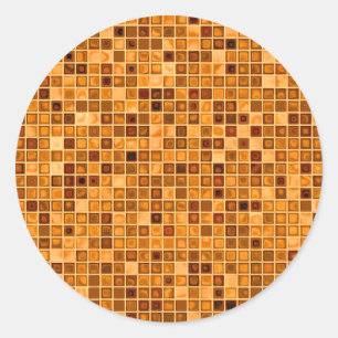 Sticker Rond Tons De Rouille Orange "Aquarelle" Mosaïque Carrel
