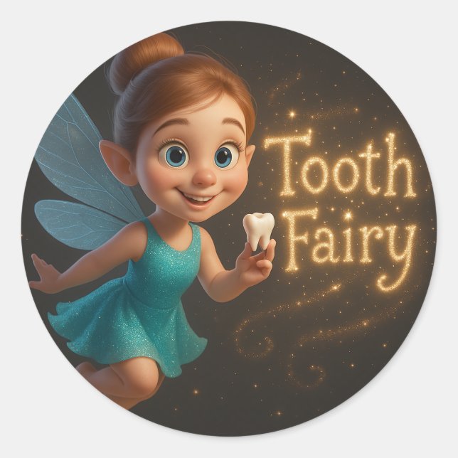 Sticker Rond Tooth Fairy Sticker–Magical Reward for Lost Teeth (Devant)