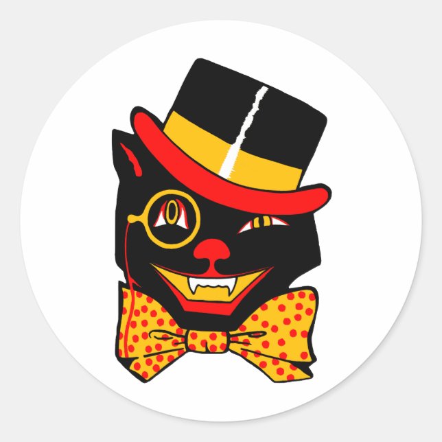 Sticker Rond Top Hat Chat (Devant)