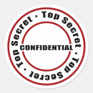 Sticker Rond Top Secret Confidentiel Rouge Blanc Noir