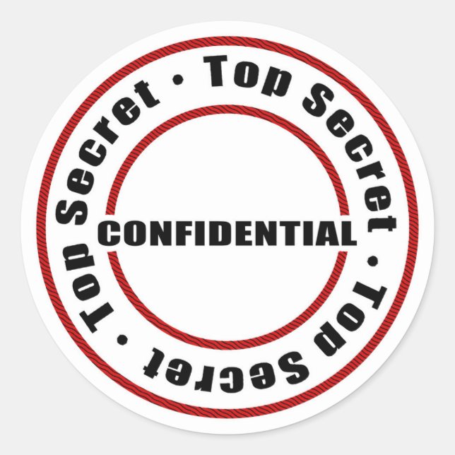 Sticker Rond Top Secret Confidentiel Rouge Blanc Noir (Devant)