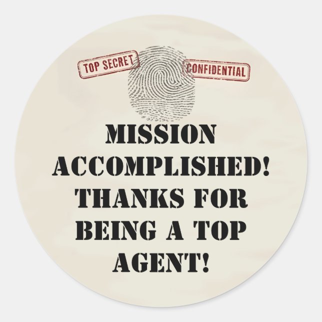Sticker Rond Top Secret Spy Mission Kids Party (Devant)