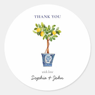 Sticker Rond Topiaire de citronier Merci Mariage 