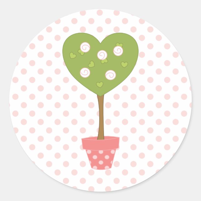 Sticker Rond Topiaire du coeur avec des roses blanches (Devant)