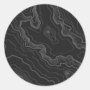 Sticker Rond Topographie noire