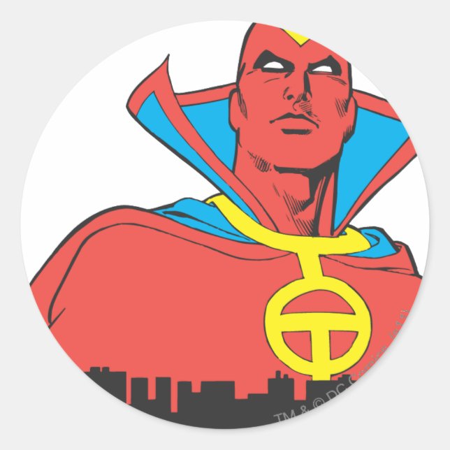 Sticker Rond Tornade rouge derrière le paysage urbain (Devant)