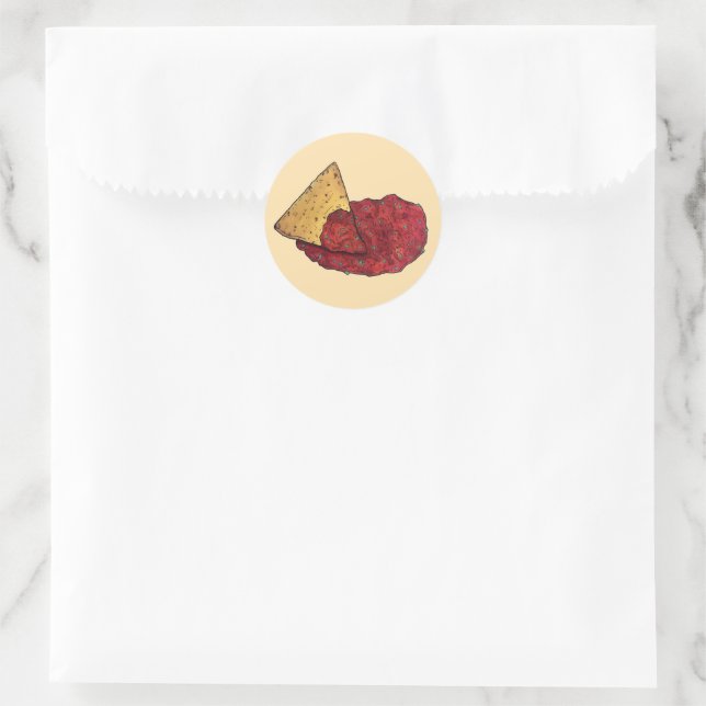 Sticker Rond Tortilla Chips et tremper Tomate Salsa Mexicain (Sac)