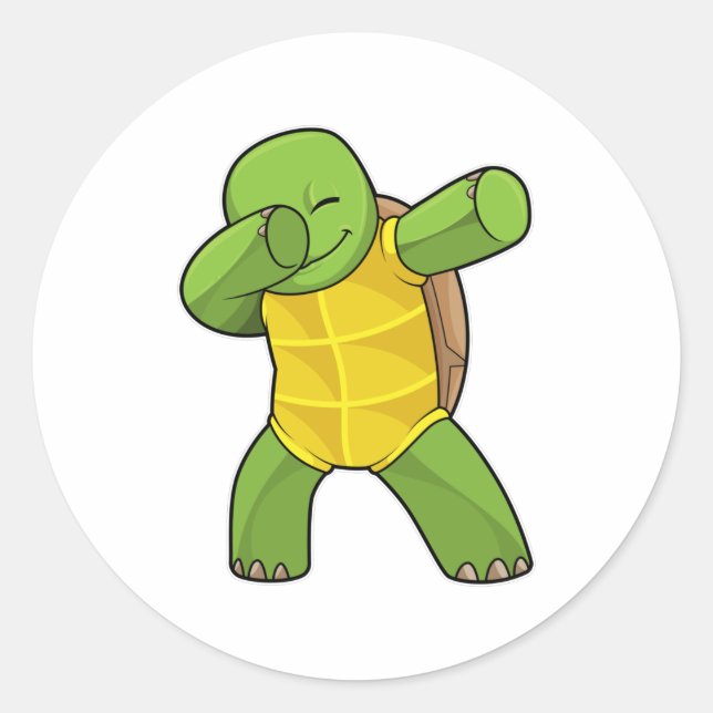 Sticker Rond Tortue à Hip hop Dance Dab (Devant)