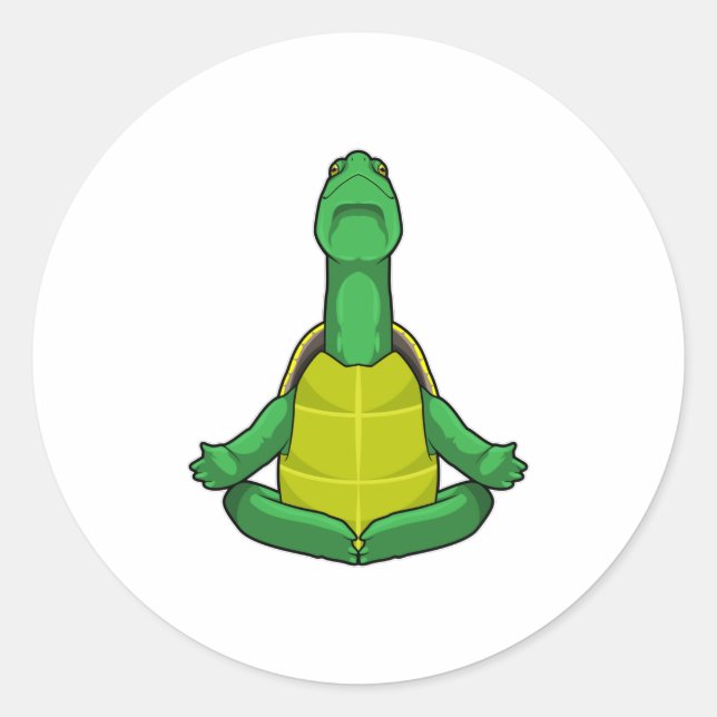Sticker Rond Tortue à la méditation de Yoga (Devant)