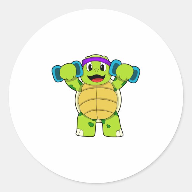 Sticker Rond Tortue à l'effort entraînement et cloches (Devant)