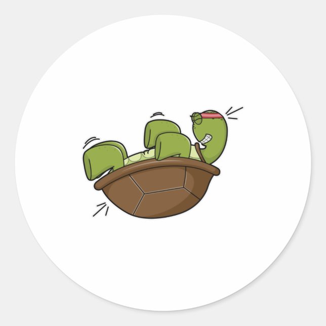 Sticker Rond Tortue à l'exercice pour les muscles abdominaux (Devant)
