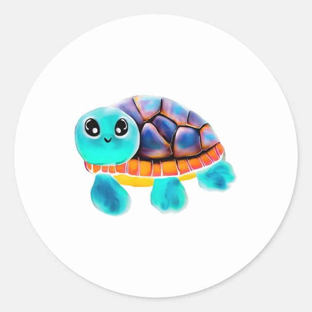 Sticker Rond Tortue à peinture caustique Copier (Devant)