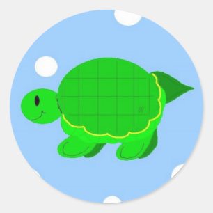 Sticker Rond Tortue Amusante