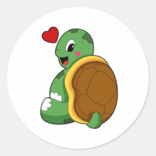 Sticker Rond Tortue au coeur