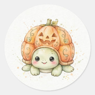 Sticker Rond Tortue avec coquille Jack-O'-Lantern