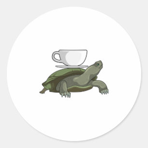 Sticker Rond Tortue avec thé