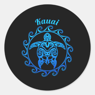 Sticker Rond Tortue bleue de l'océan Kauai