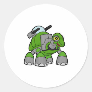 Sticker Rond Tortue comme robot avec canons
