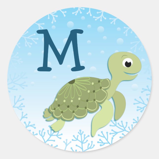 Sticker Rond Tortue de mer (Devant)