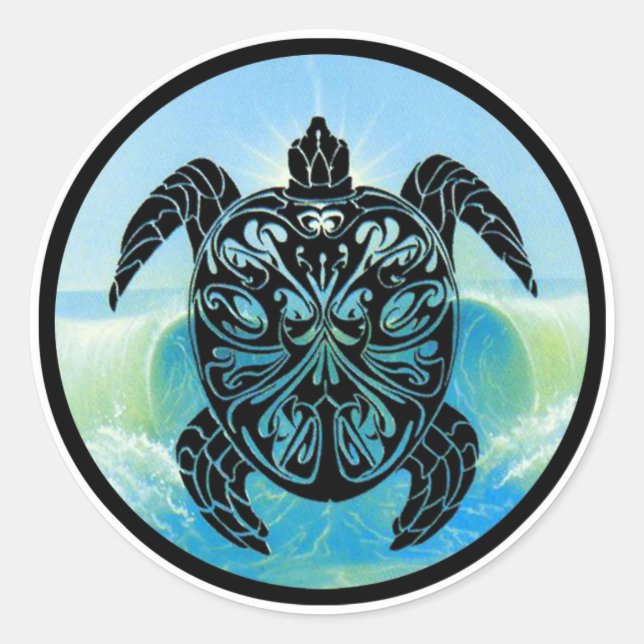 Sticker Rond Tortue de mer celtique (Devant)