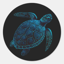 tortue de mer, dessin numérique bleu