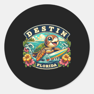 Sticker Rond Tortue de mer mignonne de Destin en Floride faisan