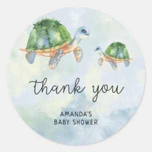Sticker Rond Tortue de mer - remerciement pour baby shower
