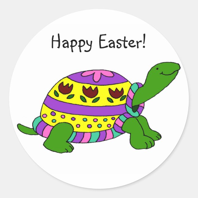 Sticker Rond Tortue de Pâques (Devant)