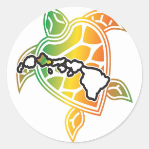 Sticker Rond Tortue de reggae d'Hawaï