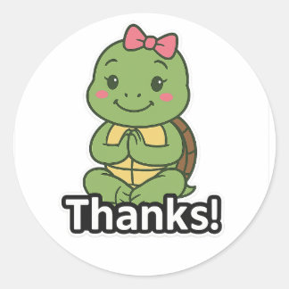 Sticker Rond Tortue disant Merci !