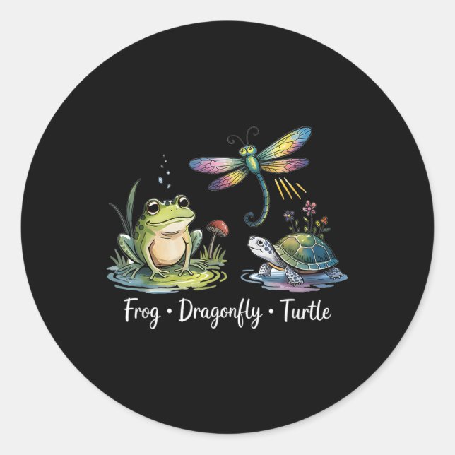 Sticker Rond Tortue dragoneuse de grenouille (Devant)
