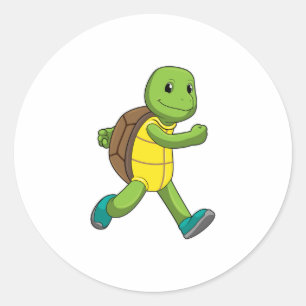 Sticker Rond Tortue en course