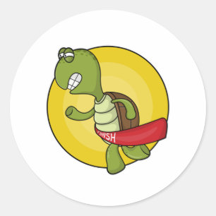 Sticker Rond Tortue en tant que coureur à Jogging