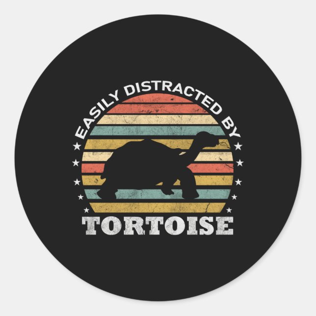 Sticker Rond Tortue Facilement Distraite Par Tortue (Devant)