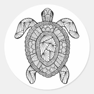 Sticker Rond Tortue inspirée