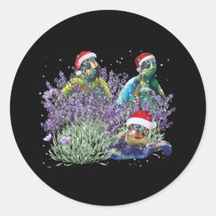 Sticker Rond Tortue Lavande Noël Chemise Noël Noël