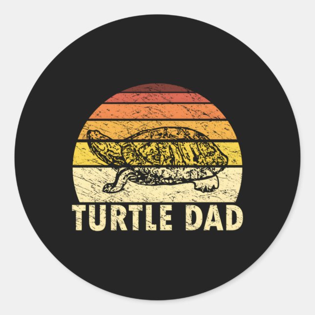 Sticker Rond Tortue papa Tortue papa papa papa Tortue Fête des  (Devant)