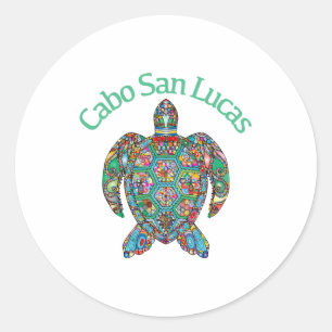 Sticker Rond Tortue tribale Cabo San Lucas